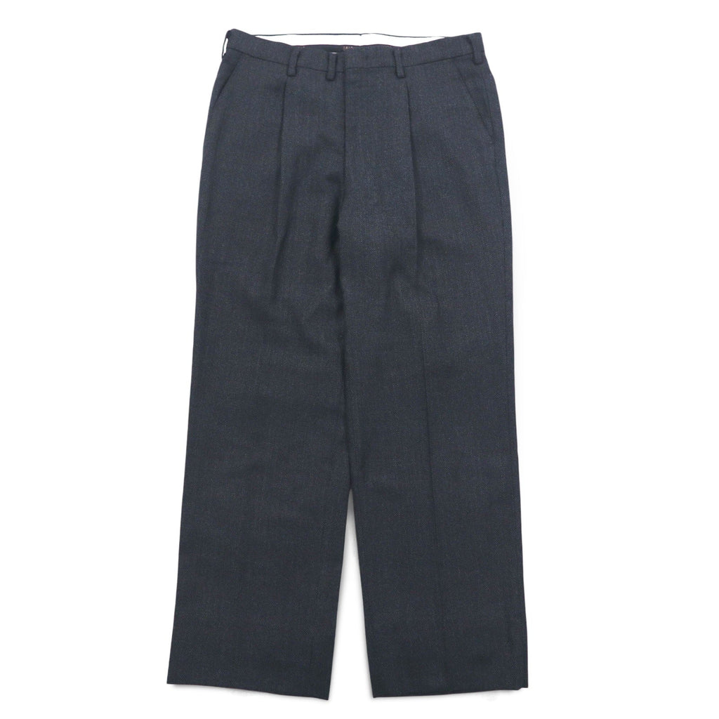 DAKS タック ワイド スラックスパンツ センタープレス M グレー ウール 日本製