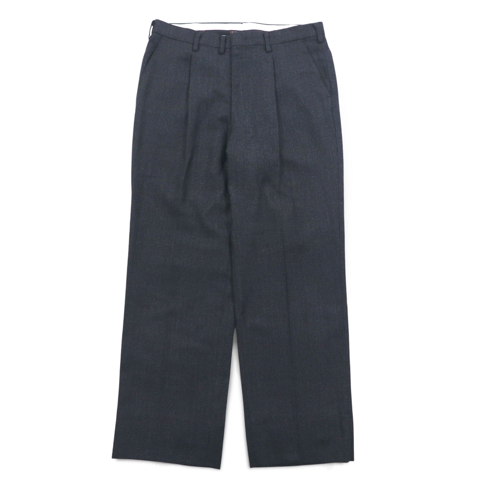 DAKS タック ワイド スラックスパンツ センタープレス M グレー ウール 日本製
