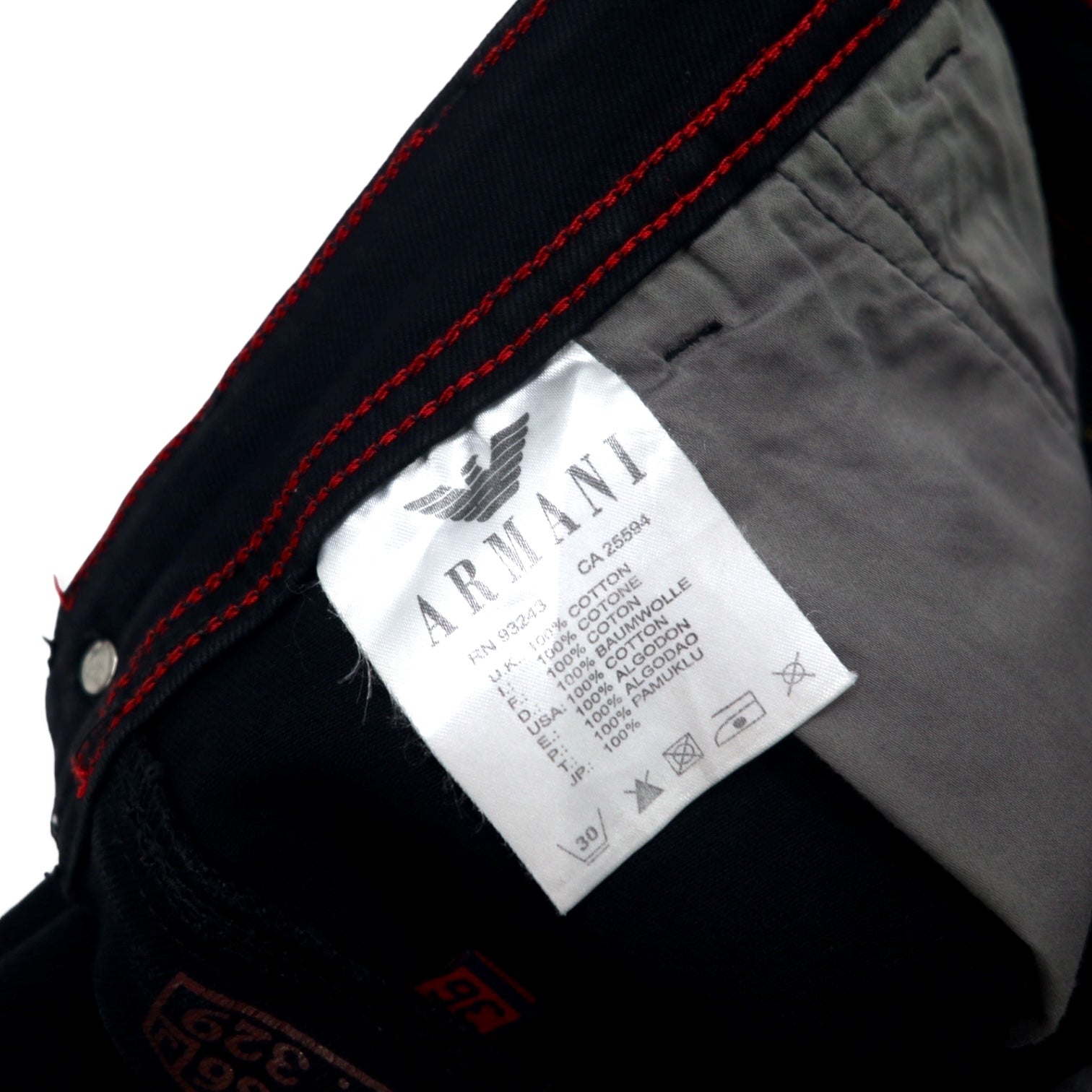 ARMANY JEANS Made in Italy Jeans neri strappati Denim pants 36 Cotone Affusolati Stretch Chiusura a zip