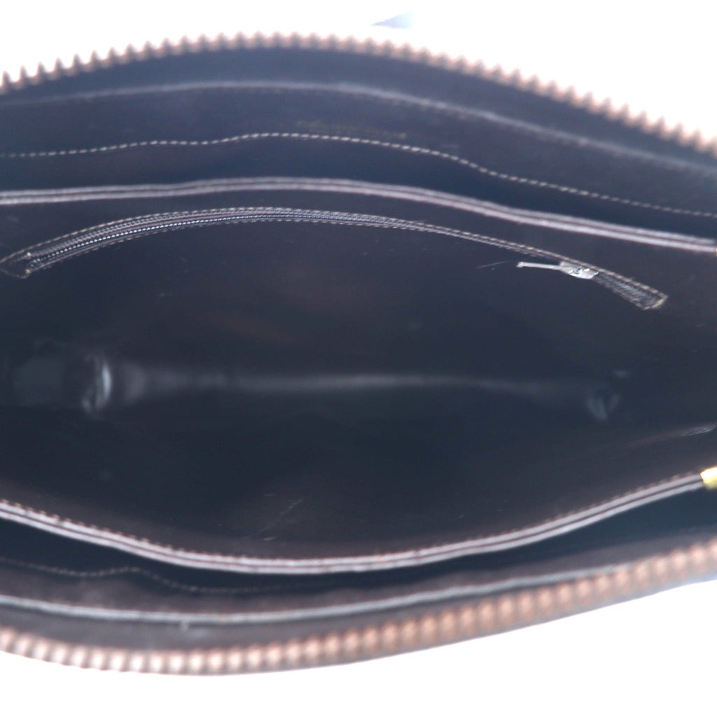 CELINE Borsa a tracolla Old Macadam, pelle scamosciata marrone, placca logo Triomphe, Made in Italy