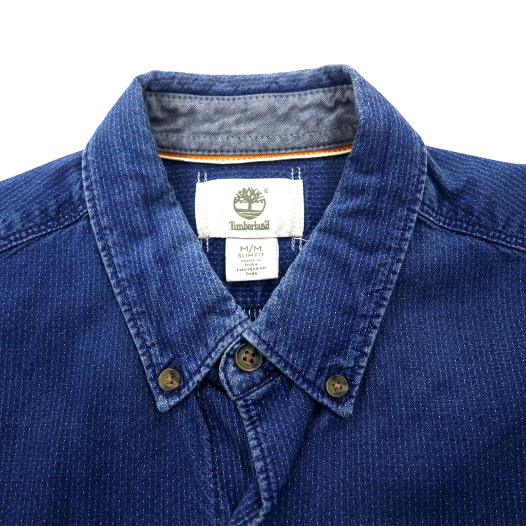 TIMBERLAND Camicia di Jeans Abbottonata M Indigo Blu Logo Ricamato
