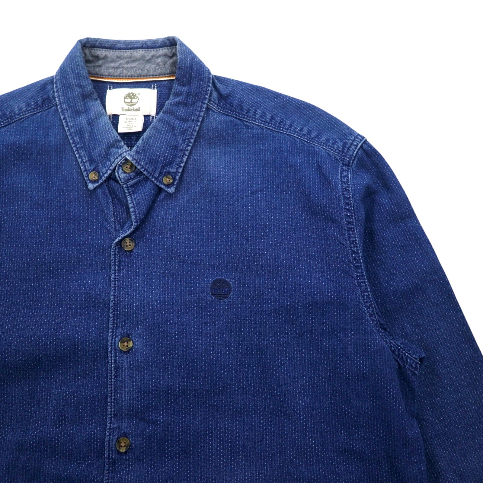 TIMBERLAND Camicia di Jeans Abbottonata M Indigo Blu Logo Ricamato