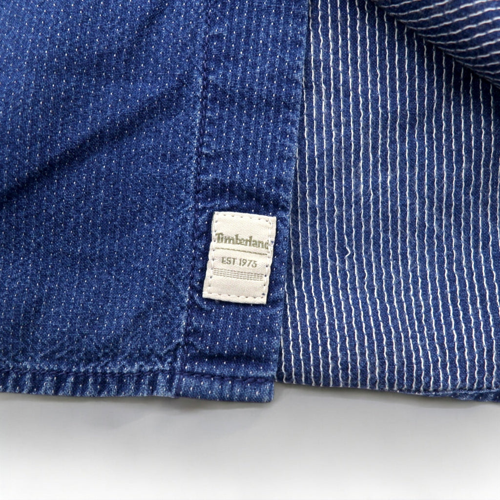 TIMBERLAND Camicia di Jeans Abbottonata M Indigo Blu Logo Ricamato