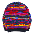 EMAROO AUSTRALIA by HYSPORT anni '90 maglione in maglia jacquard 3D M multicolore lana fantasia made in Australia