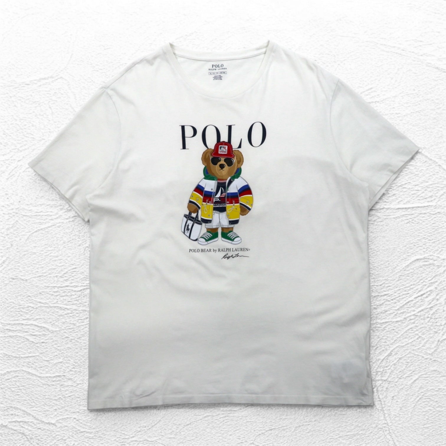 POLO RALPH LAUREN T-shirt Polo Bear XL bianca in cotone Made in Perù
