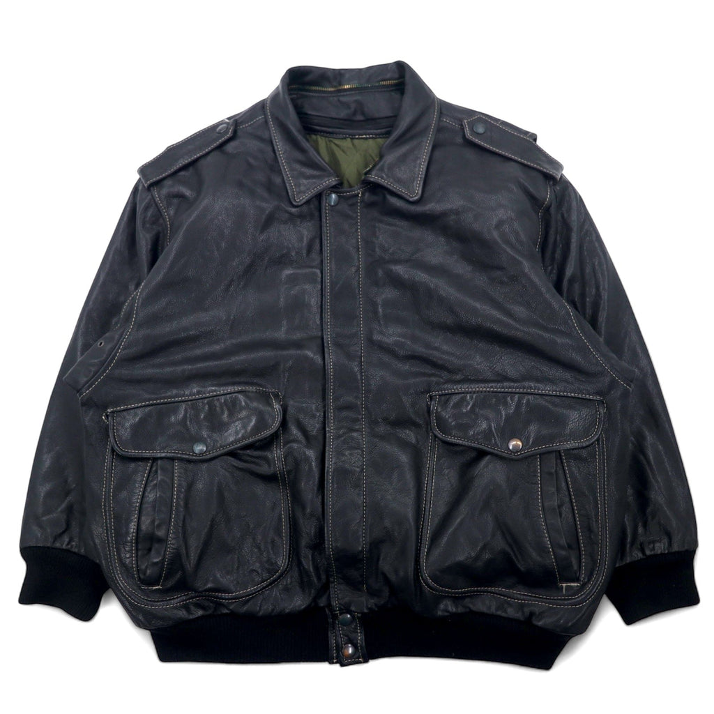 Giacca da aviatore in pelle A-2 CUIRS VANIFOSSE, francese anni '70, taglia XL, colore nero, cerniera ECLAIR, spalline, fodera trapuntata removibile.