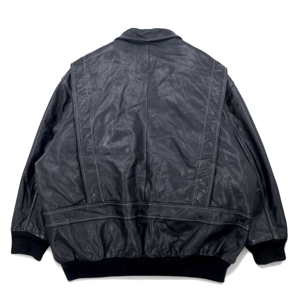 Giacca da aviatore in pelle A-2 CUIRS VANIFOSSE, francese anni '70, taglia XL, colore nero, cerniera ECLAIR, spalline, fodera trapuntata removibile.