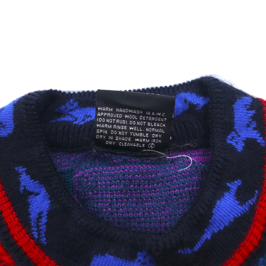 EMAROO AUSTRALIA by HYSPORT anni '90 maglione in maglia jacquard 3D M multicolore lana fantasia made in Australia