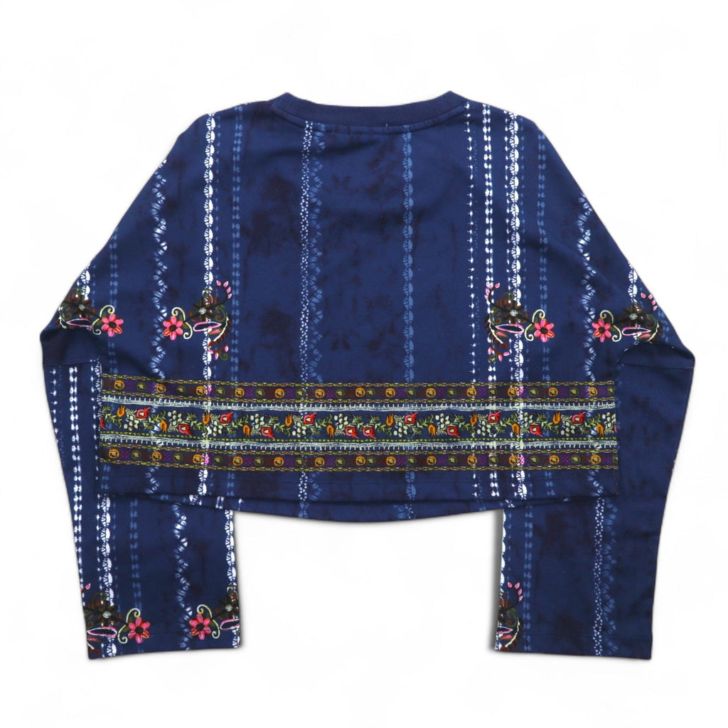 adidas originals クロップド スウェット M ネイビー ポリエステル 総柄 トレフォイルロゴ Cirande Sweat AY6896