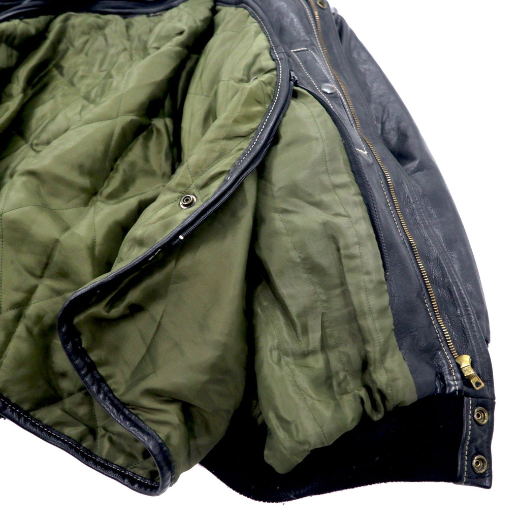 Giacca da aviatore in pelle A-2 CUIRS VANIFOSSE, francese anni '70, taglia XL, colore nero, cerniera ECLAIR, spalline, fodera trapuntata removibile.