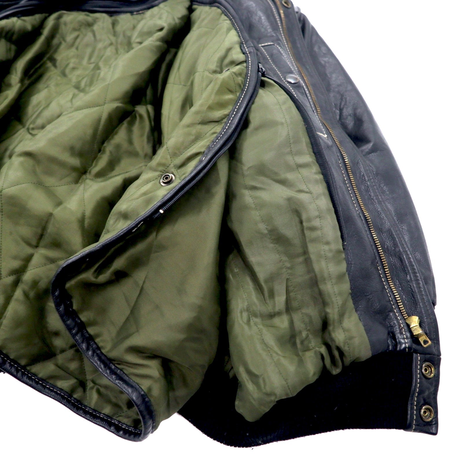 Giacca da aviatore in pelle A-2 CUIRS VANIFOSSE, francese anni '70, taglia XL, colore nero, cerniera ECLAIR, spalline, fodera trapuntata removibile.
