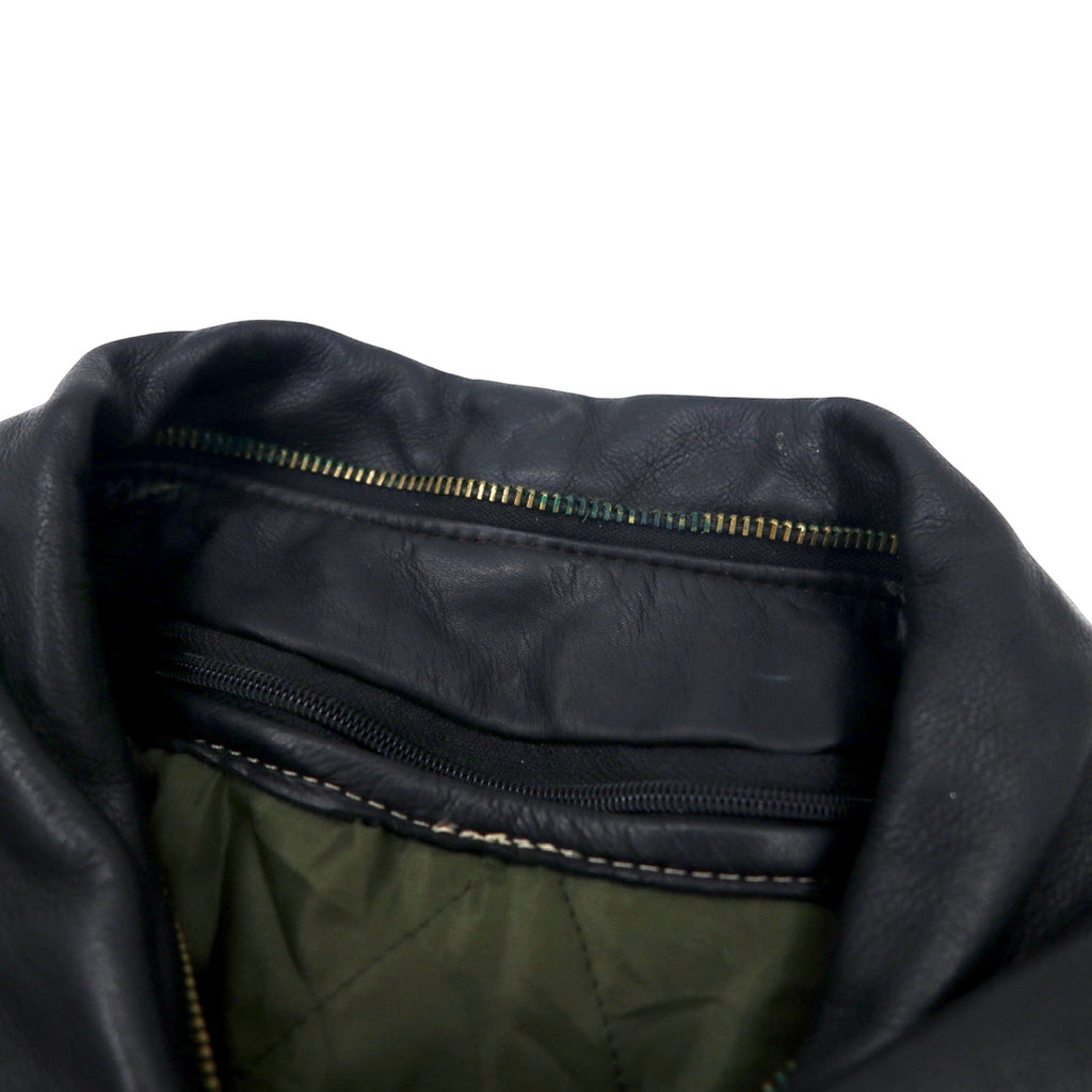 Giacca da aviatore in pelle A-2 CUIRS VANIFOSSE, francese anni '70, taglia XL, colore nero, cerniera ECLAIR, spalline, fodera trapuntata removibile.
