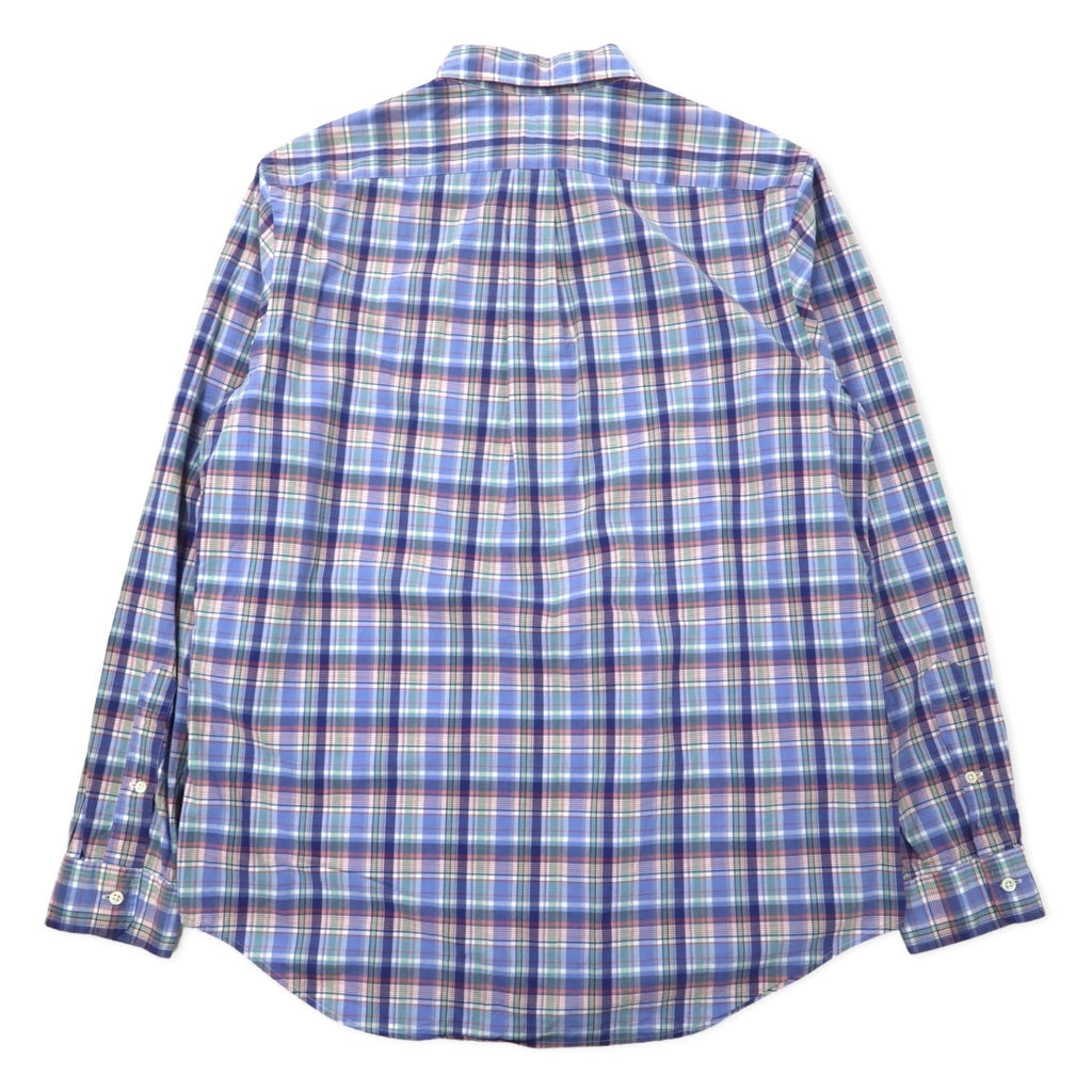 RALPH LAUREN Camicia button-down L a quadri blu in cotone con ricamo Small Pony