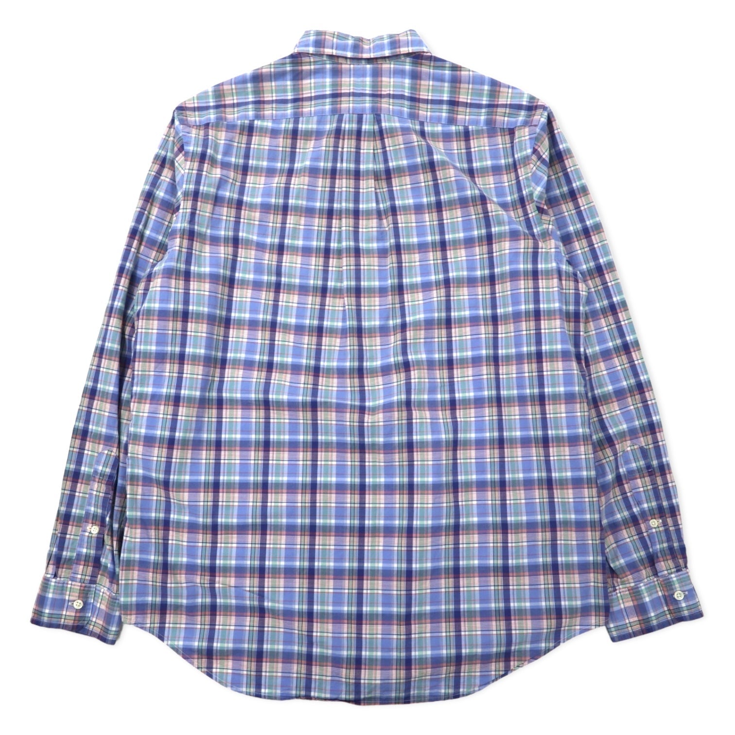 RALPH LAUREN Camicia button-down L a quadri blu in cotone con ricamo Small Pony