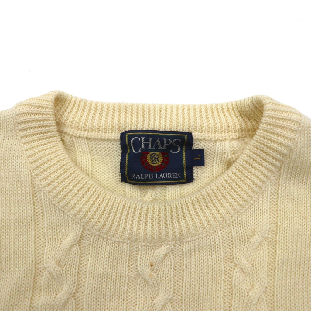 CHAPS RALPH LAUREN 90年代 フィッシャーマン アラン ニット セーター L 生成り ウール ケーブル編み