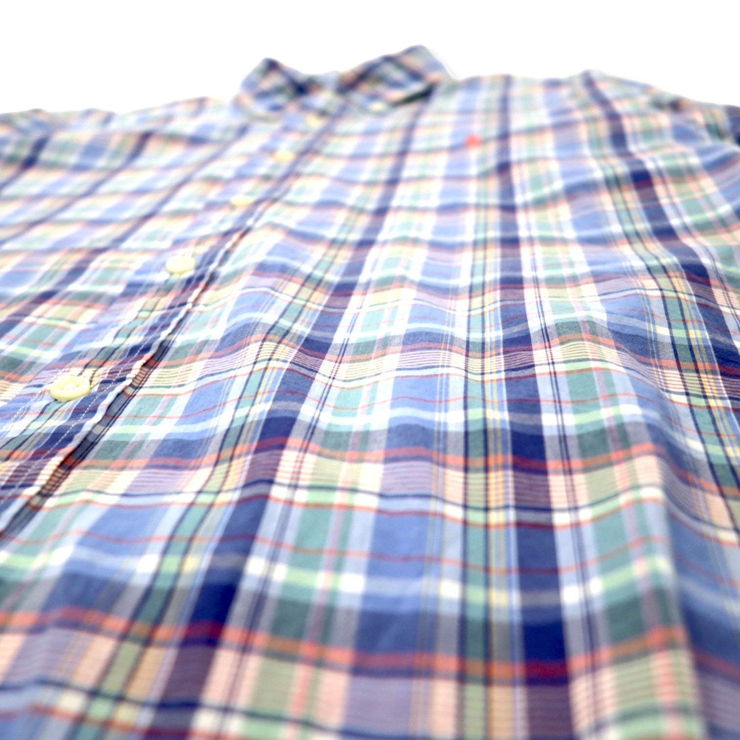 RALPH LAUREN Camicia button-down L a quadri blu in cotone con ricamo Small Pony