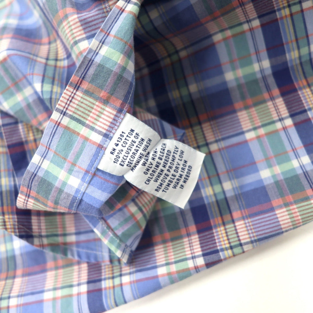 RALPH LAUREN Camicia button-down L a quadri blu in cotone con ricamo Small Pony