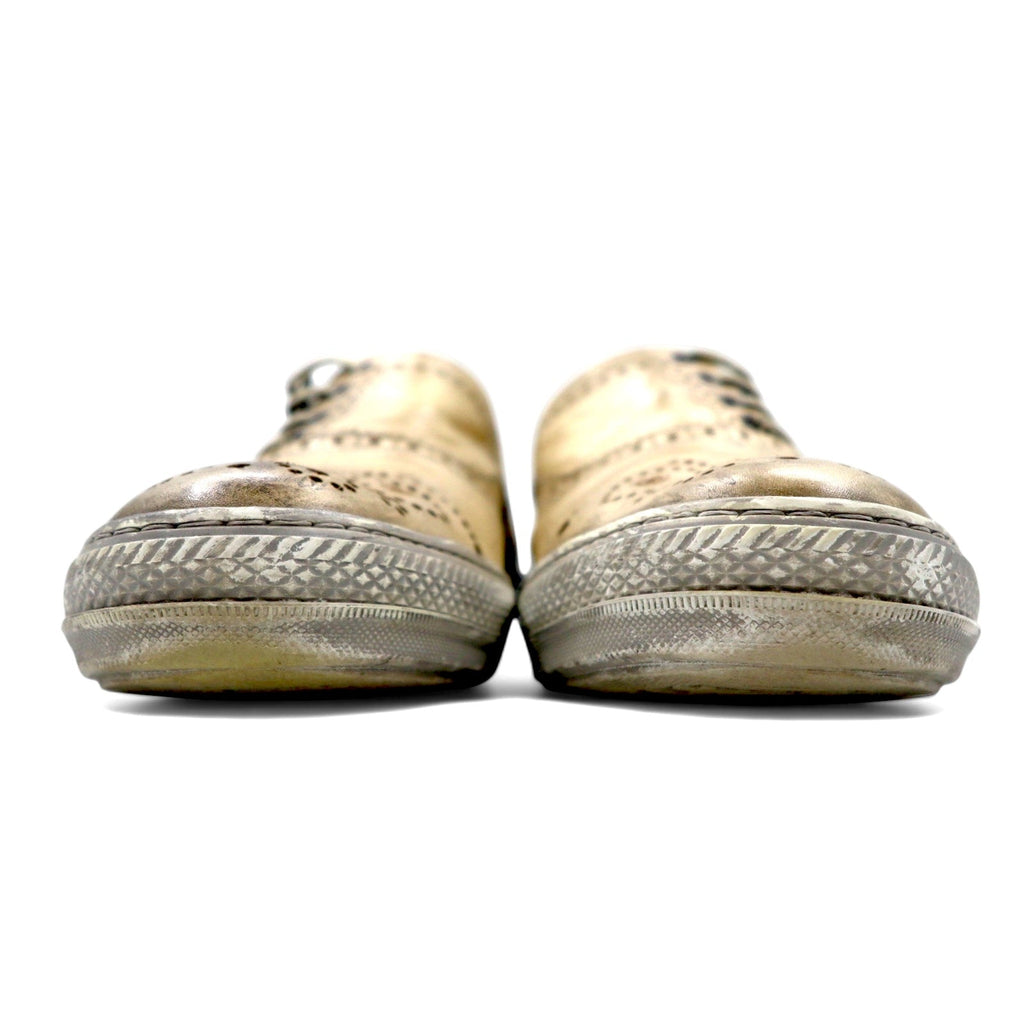 ALEXANDER McQUEEN vintage sneakers in pelle con teschio, effetto distressed, numero 27, colore beige, 7879