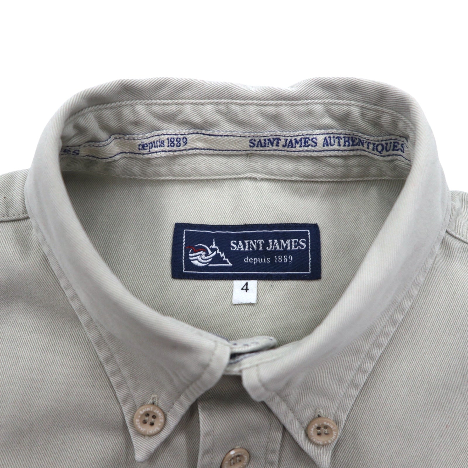 SAINT JAMES Camicia da lavoro in chino button-down M beige cotone