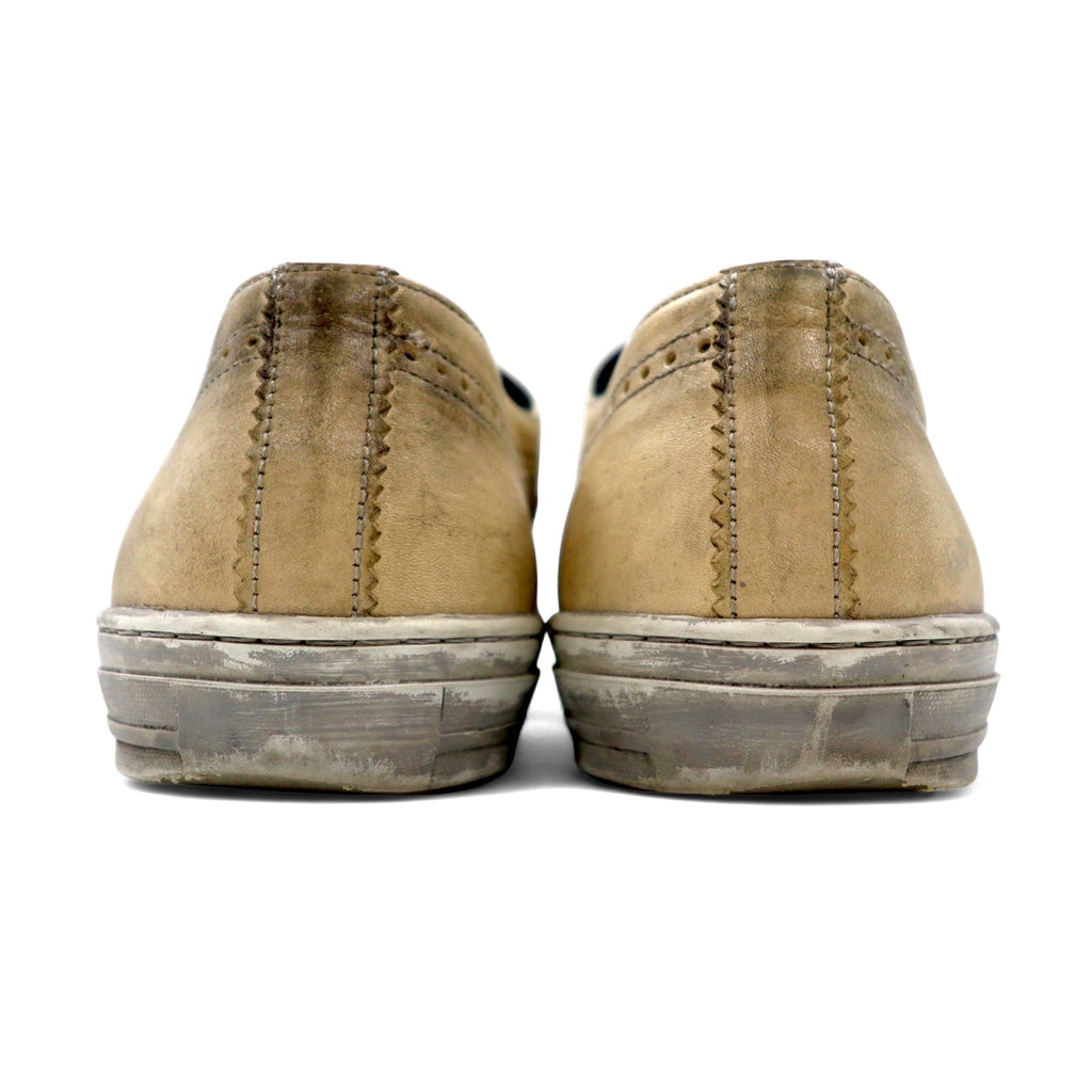 ALEXANDER McQUEEN vintage sneakers in pelle con teschio, effetto distressed, numero 27, colore beige, 7879