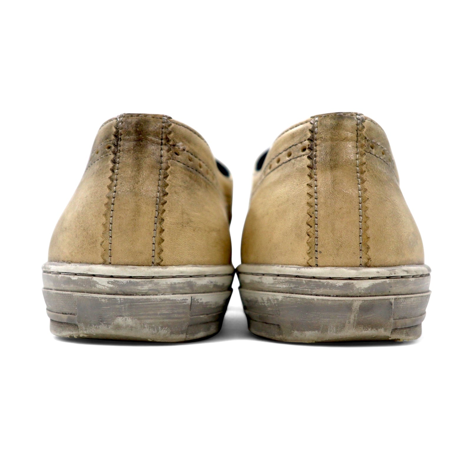 ALEXANDER McQUEEN vintage sneakers in pelle con teschio, effetto distressed, numero 27, colore beige, 7879