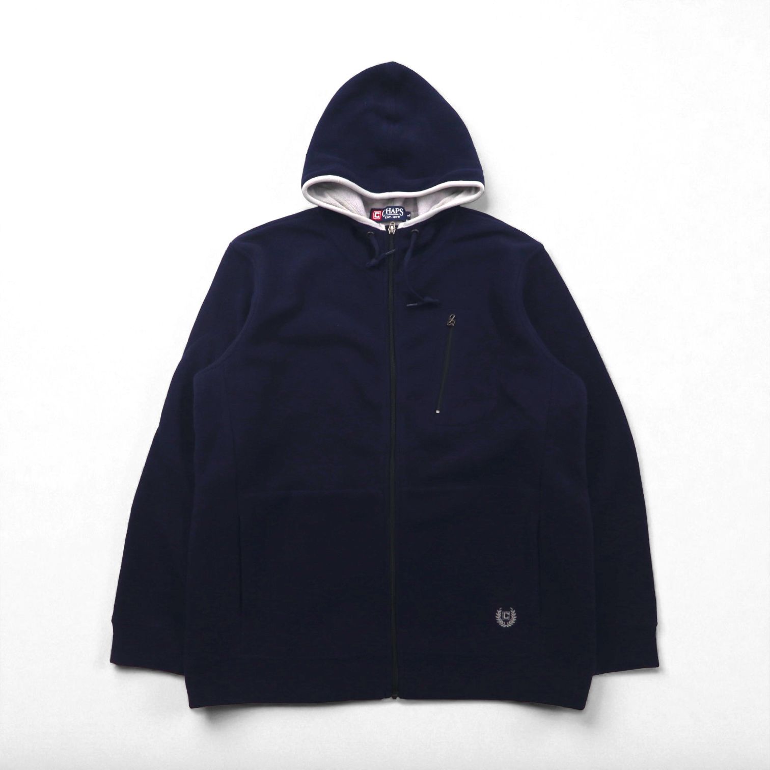 CHAPS RALPH LAUREN フルジップパーカー L ネイビー フリースライナー ポリエステル
