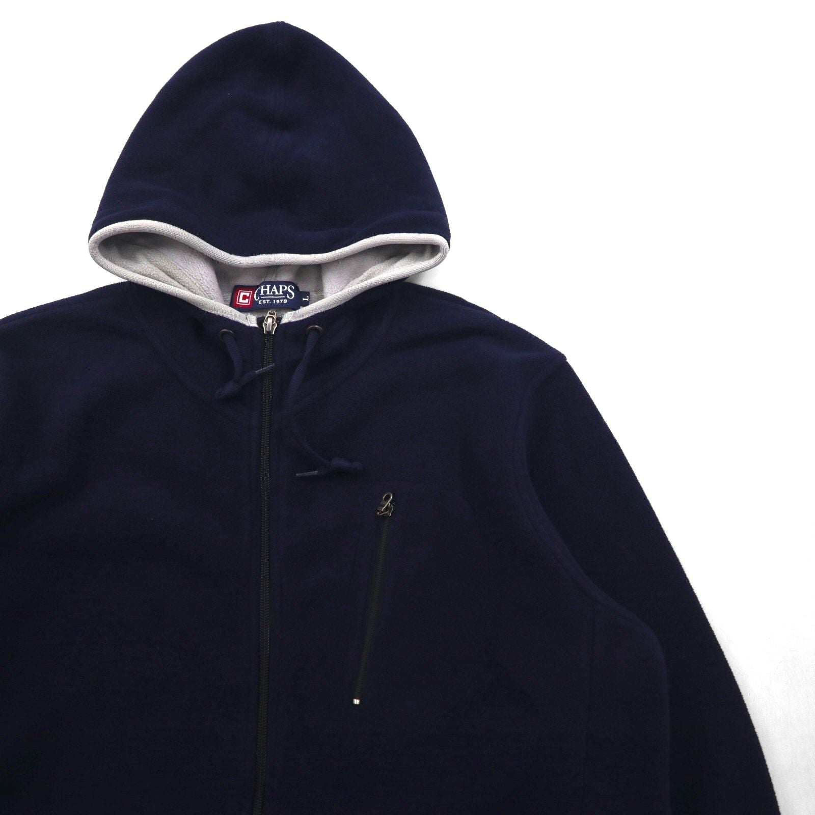 CHAPS RALPH LAUREN フルジップパーカー L ネイビー フリースライナー ポリエステル