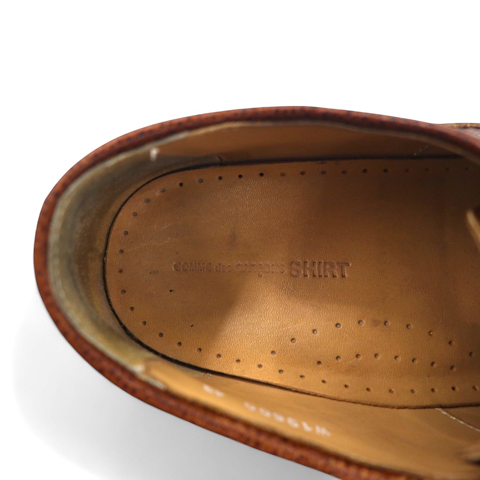 COMME des GARCONS SHIRT Scarpe stringate in pelle wingtip 27cm Marrone suola Vibram pelle stampata MORFLEX W19600 MORFLEX