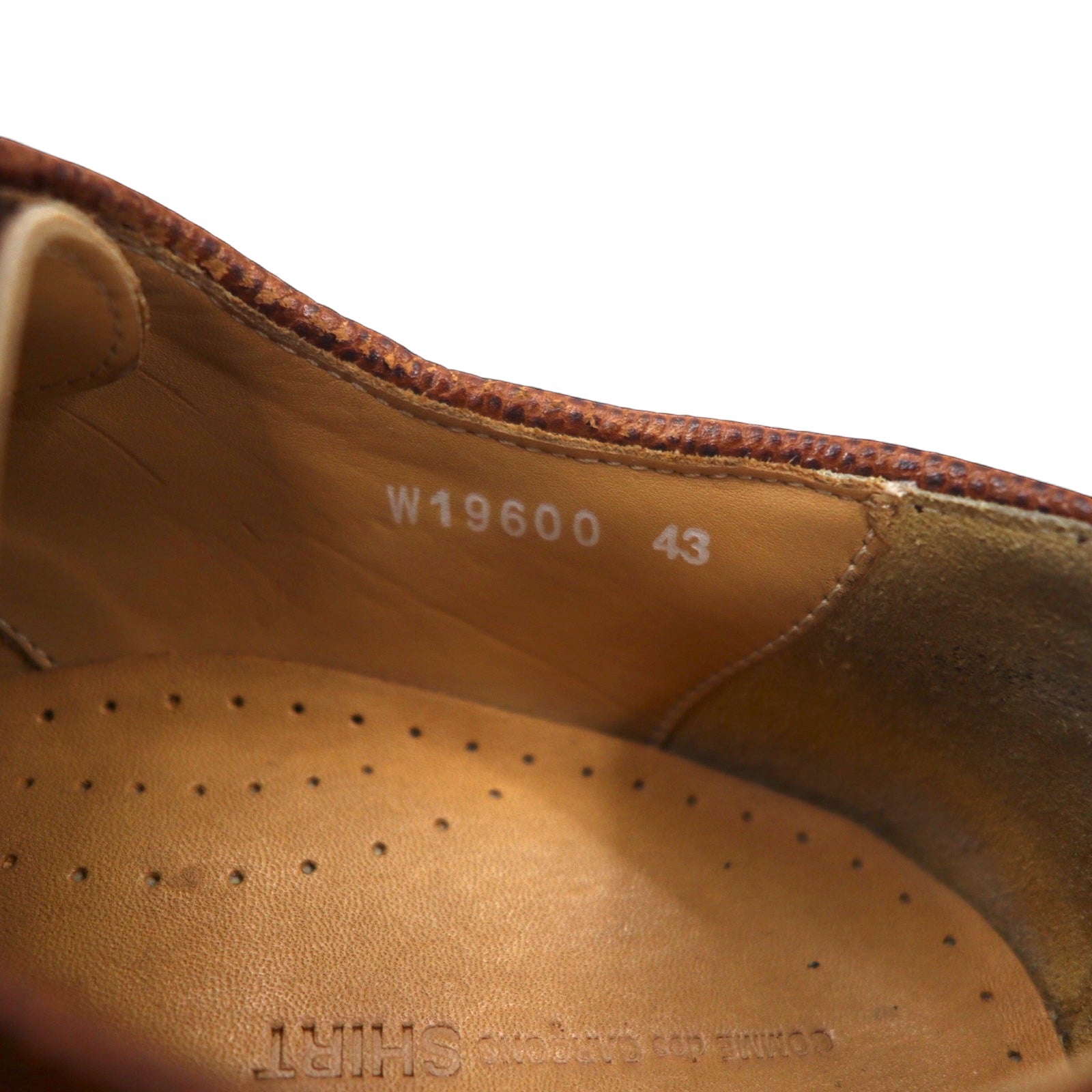 COMME des GARCONS SHIRT Scarpe stringate in pelle wingtip 27cm Marrone suola Vibram pelle stampata MORFLEX W19600 MORFLEX