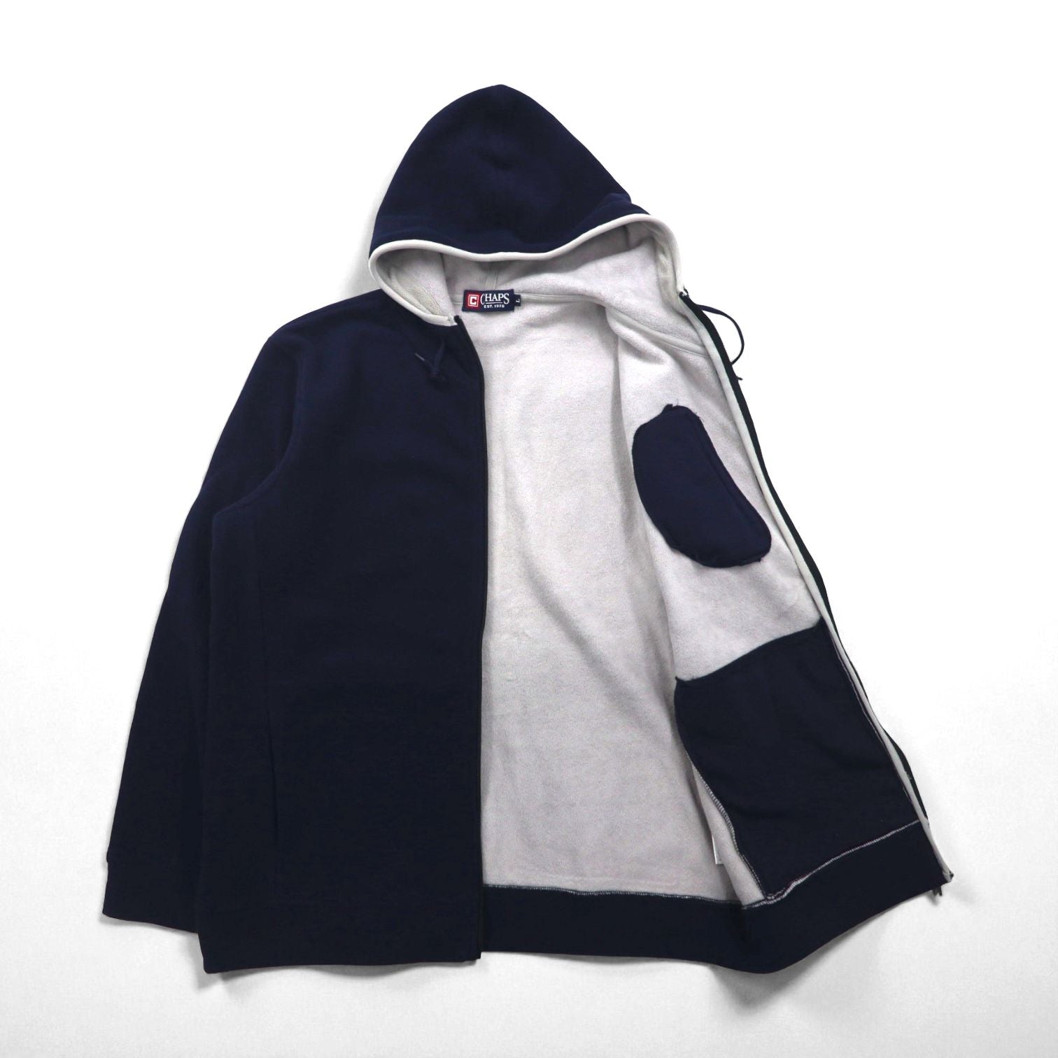 CHAPS RALPH LAUREN フルジップパーカー L ネイビー フリースライナー ポリエステル