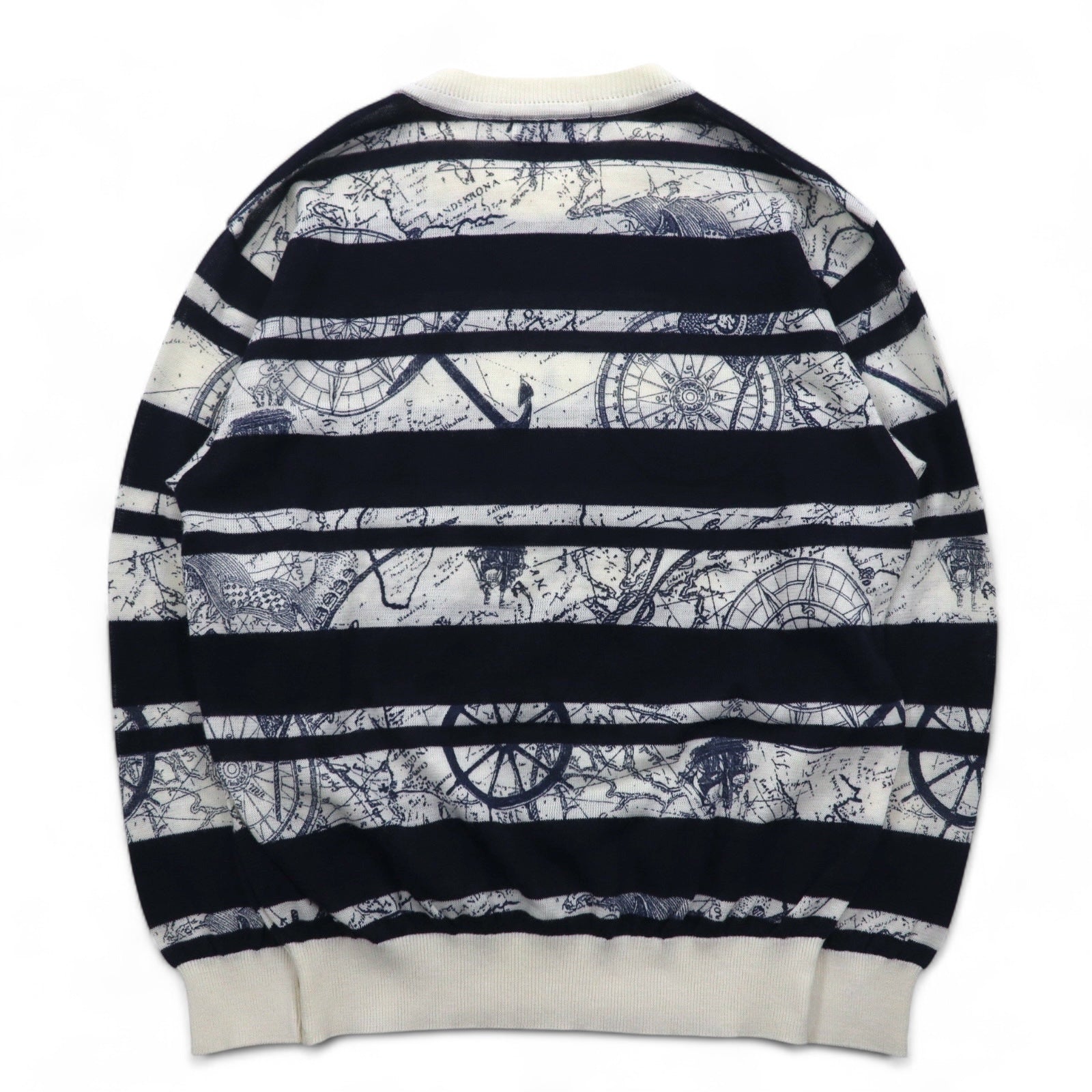 Maglione a righe vintage anni '90 WHIVY in lino, taglia M, bianco con motivo a righe all-over.