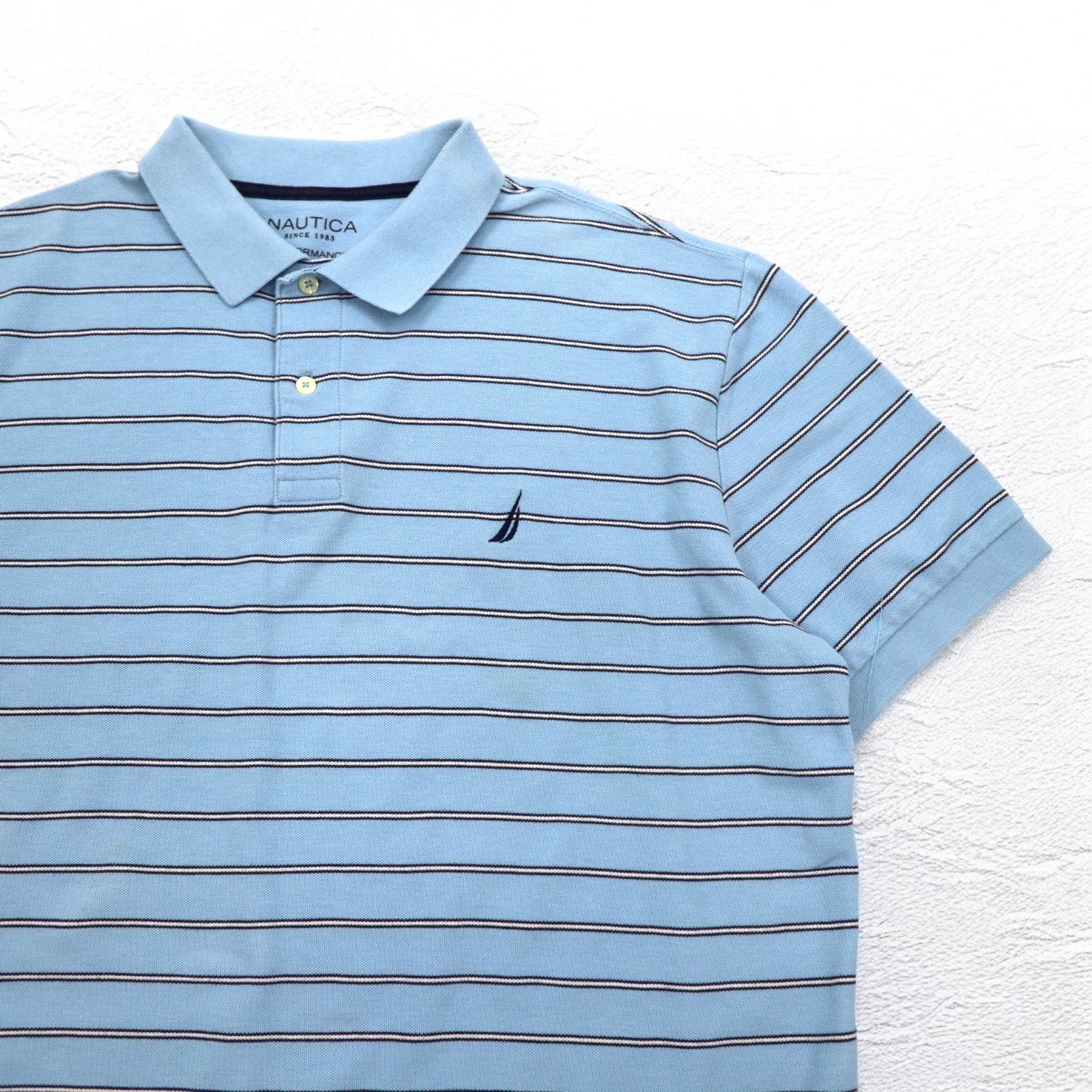 NAUTICA Classica Vestibilità Polo XL Blu a Righe CLASSIC FIT Logo Ricamato