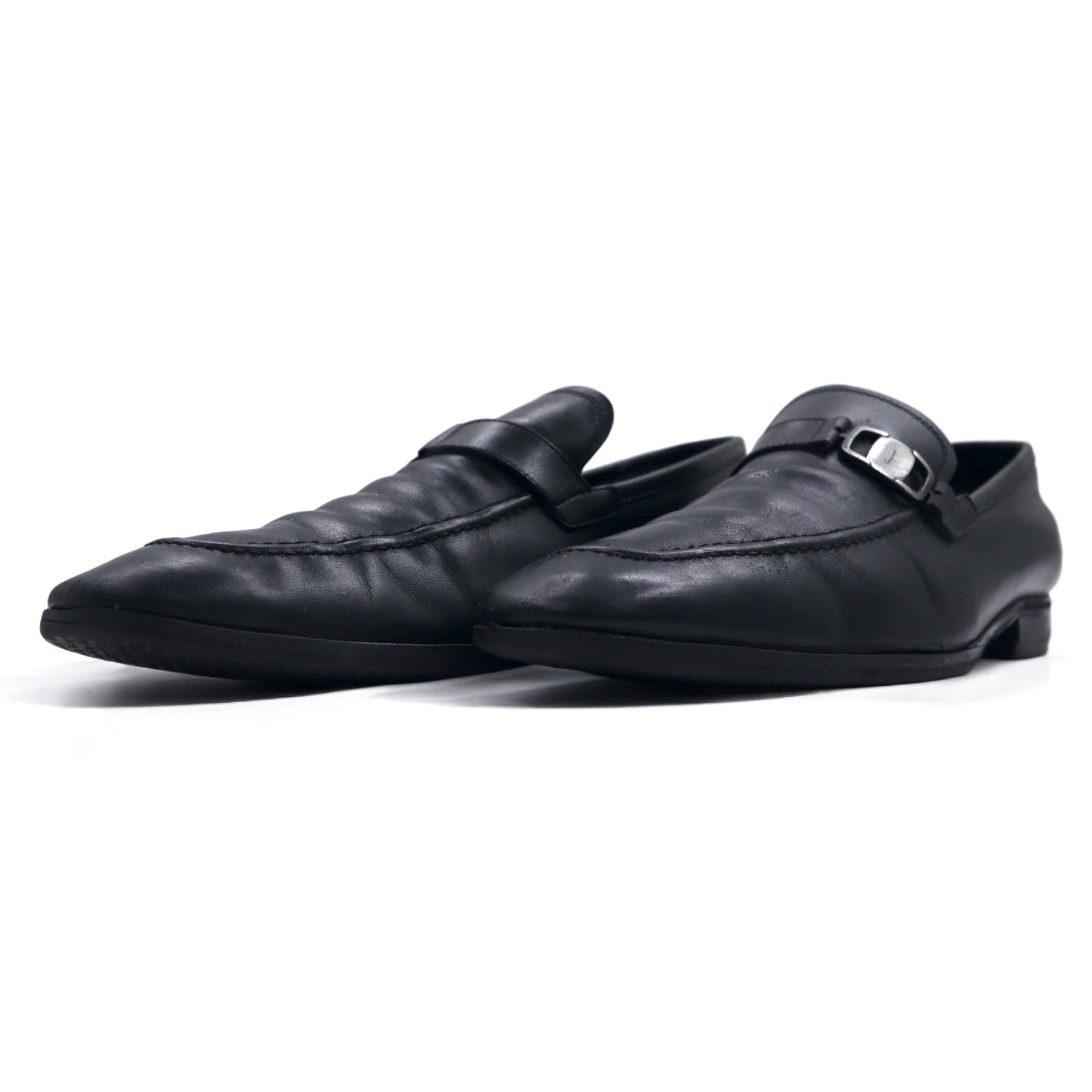 Salvatore Ferragamo Mocassini con morsetto Gancini Made in Italy 26cm Neri in pelle 49VF 54959