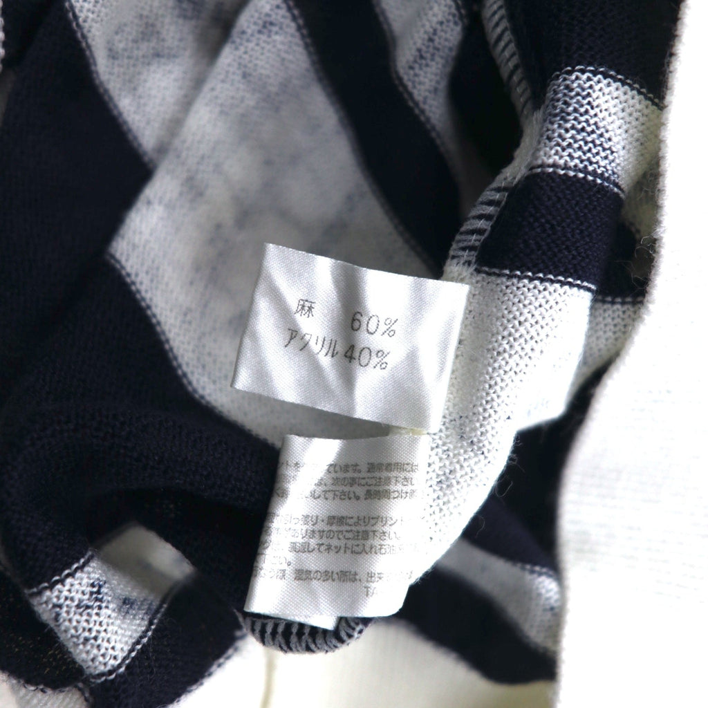 Maglione a righe vintage anni '90 WHIVY in lino, taglia M, bianco con motivo a righe all-over.