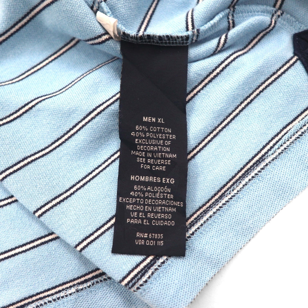 NAUTICA クラシックフィット ポロシャツ XL ブルー ボーダー CLASSIC FIT ワンポイントロゴ刺繍