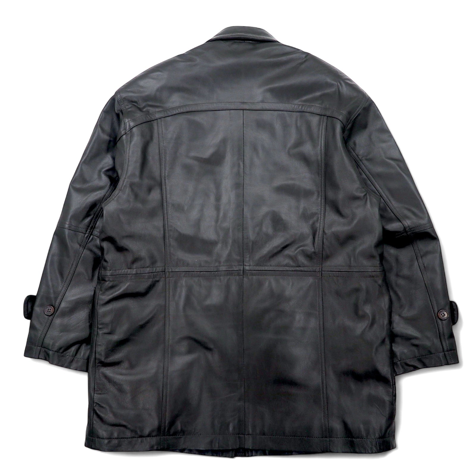 CAPPOTTO IN PELLE VINTAGE Anni '90, pelle di agnello, car coat, taglia M, marrone, pelle ovina, fodera trapuntata, coulisse