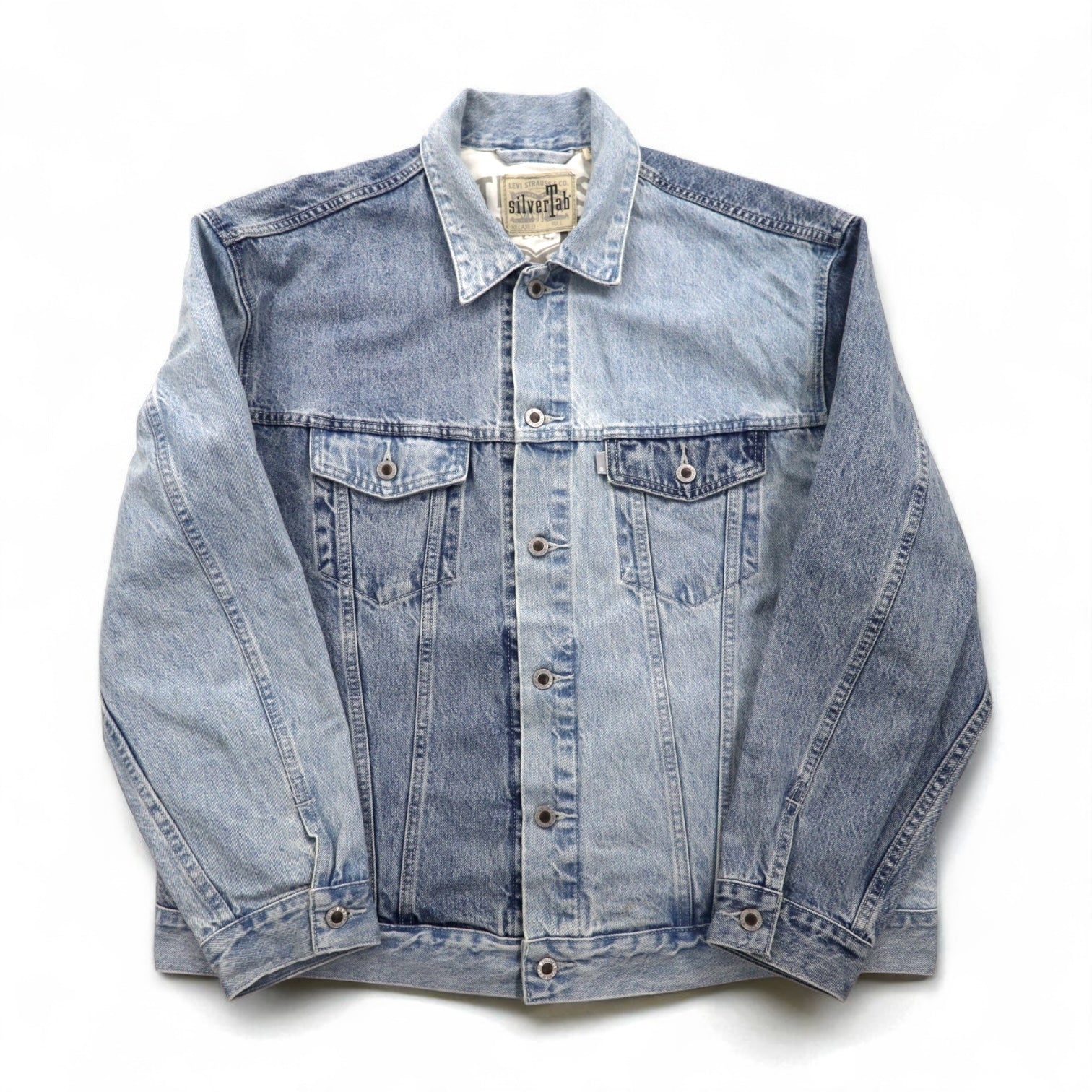 Levi's SILVER TAB SilverTab RELAXED Trucker Jacket Giacca di jeans L Indaco Azzurro Bicolore HEART IS GOOD A31790005
