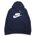 Felpa pullover con cappuccio NIKE con logo Swoosh stampato, taglia L, blu navy, NSW CLUB HOODIE BV2973-410, Made in Pakistan, mai usata
