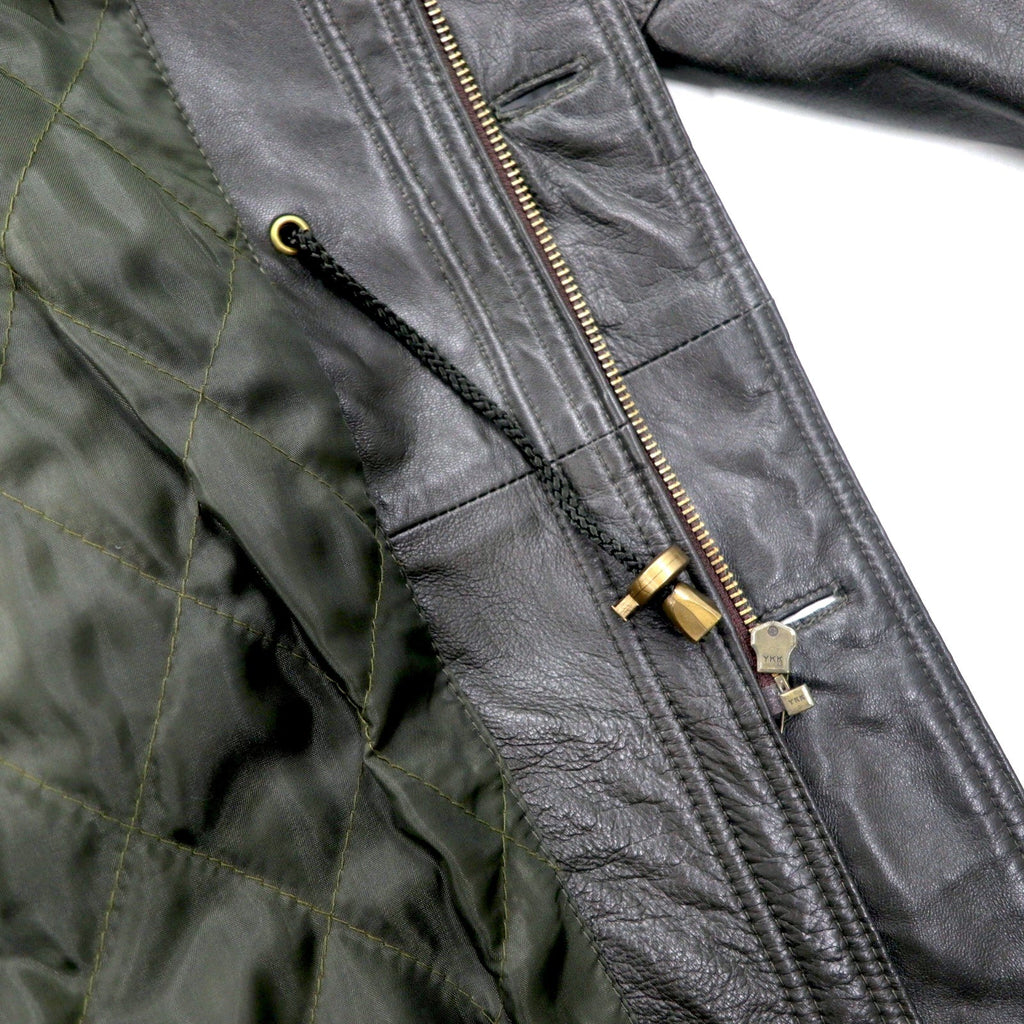 CAPPOTTO IN PELLE VINTAGE Anni '90, pelle di agnello, car coat, taglia M, marrone, pelle ovina, fodera trapuntata, coulisse