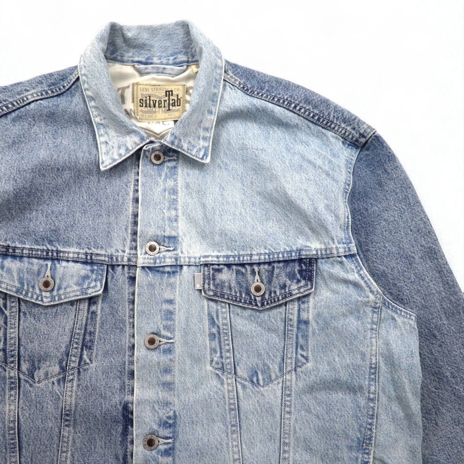 Levi's SILVER TAB SilverTab RELAXED Trucker Jacket Giacca di jeans L Indaco Azzurro Bicolore HEART IS GOOD A31790005