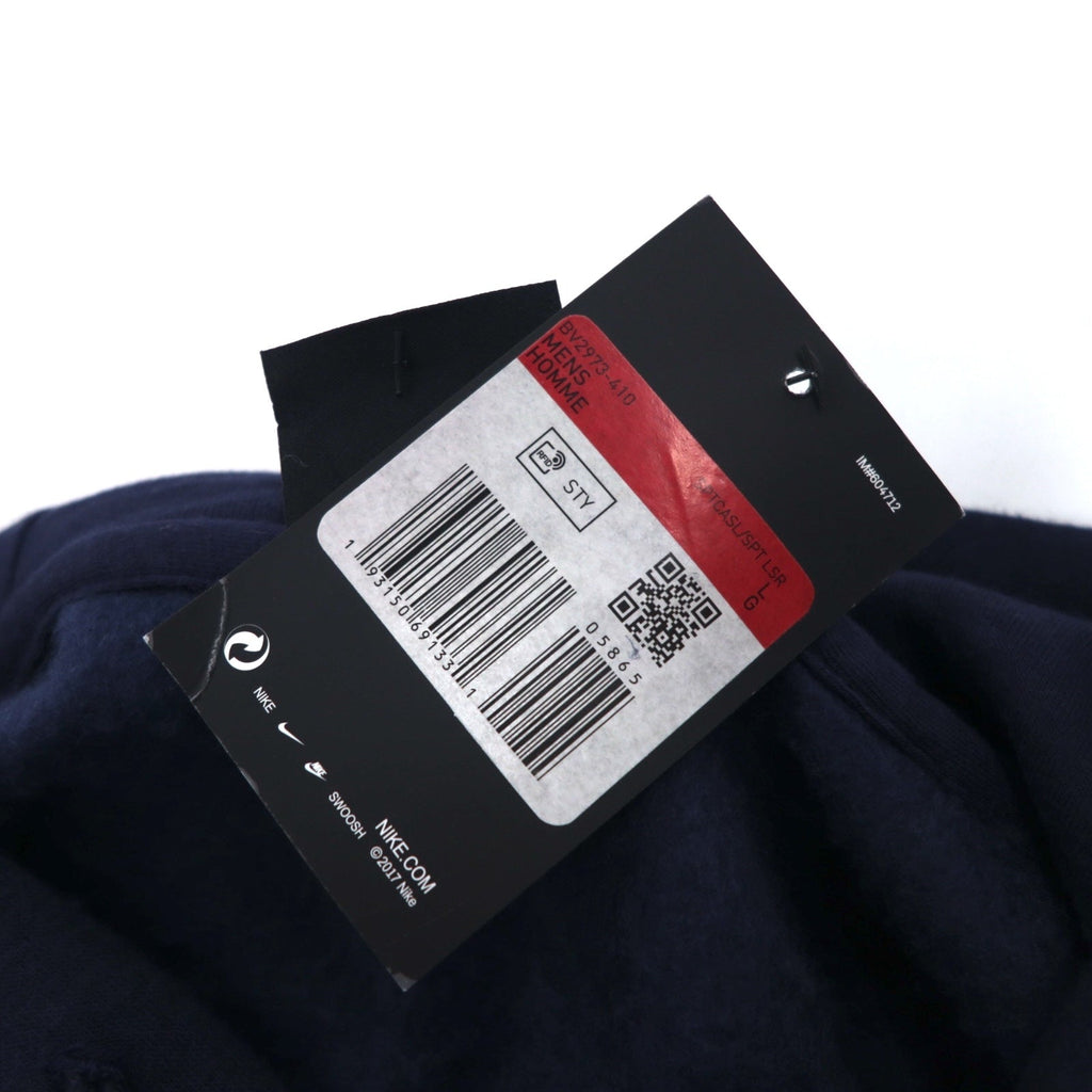 Felpa pullover con cappuccio NIKE con logo Swoosh stampato, taglia L, blu navy, NSW CLUB HOODIE BV2973-410, Made in Pakistan, mai usata