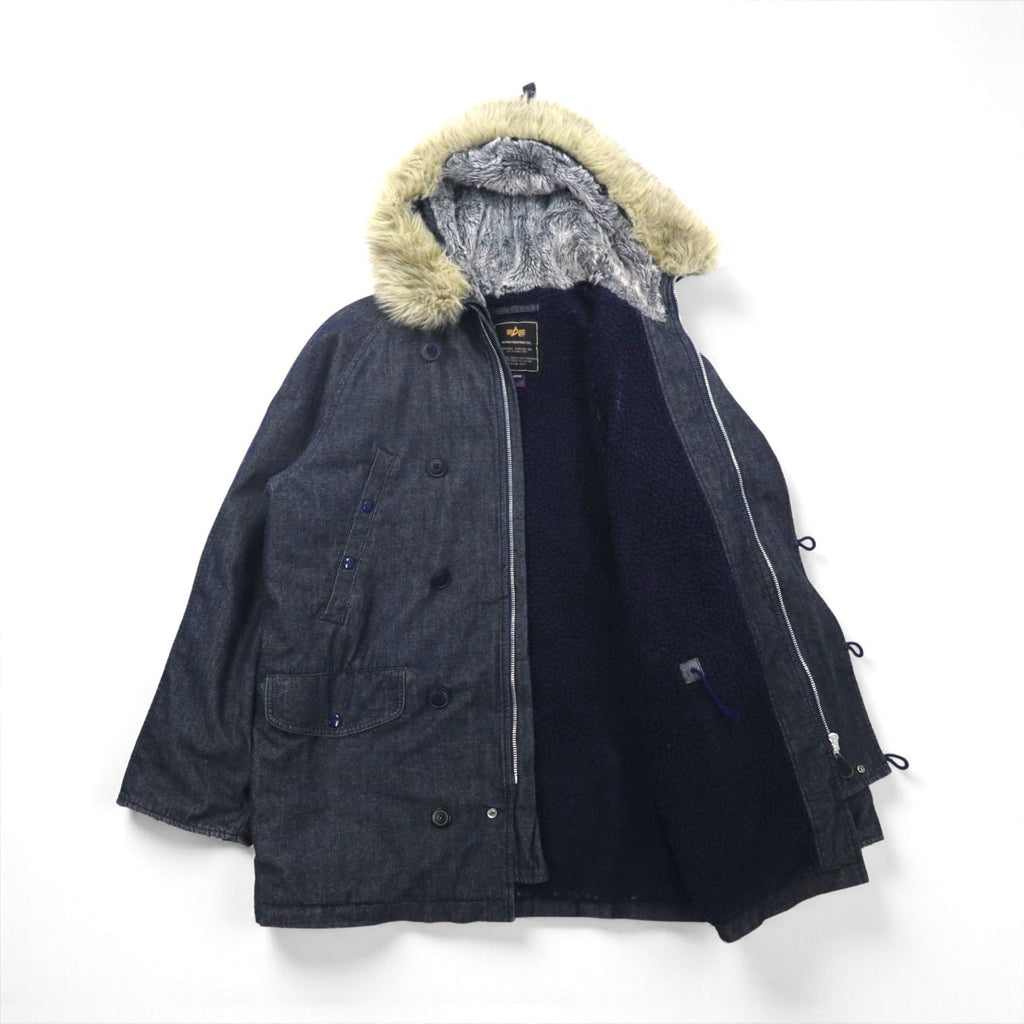 ALPHA INDUSTRIES N-3B デニム フライトジャケット XL ボアライナー 裏地 ファー着脱式