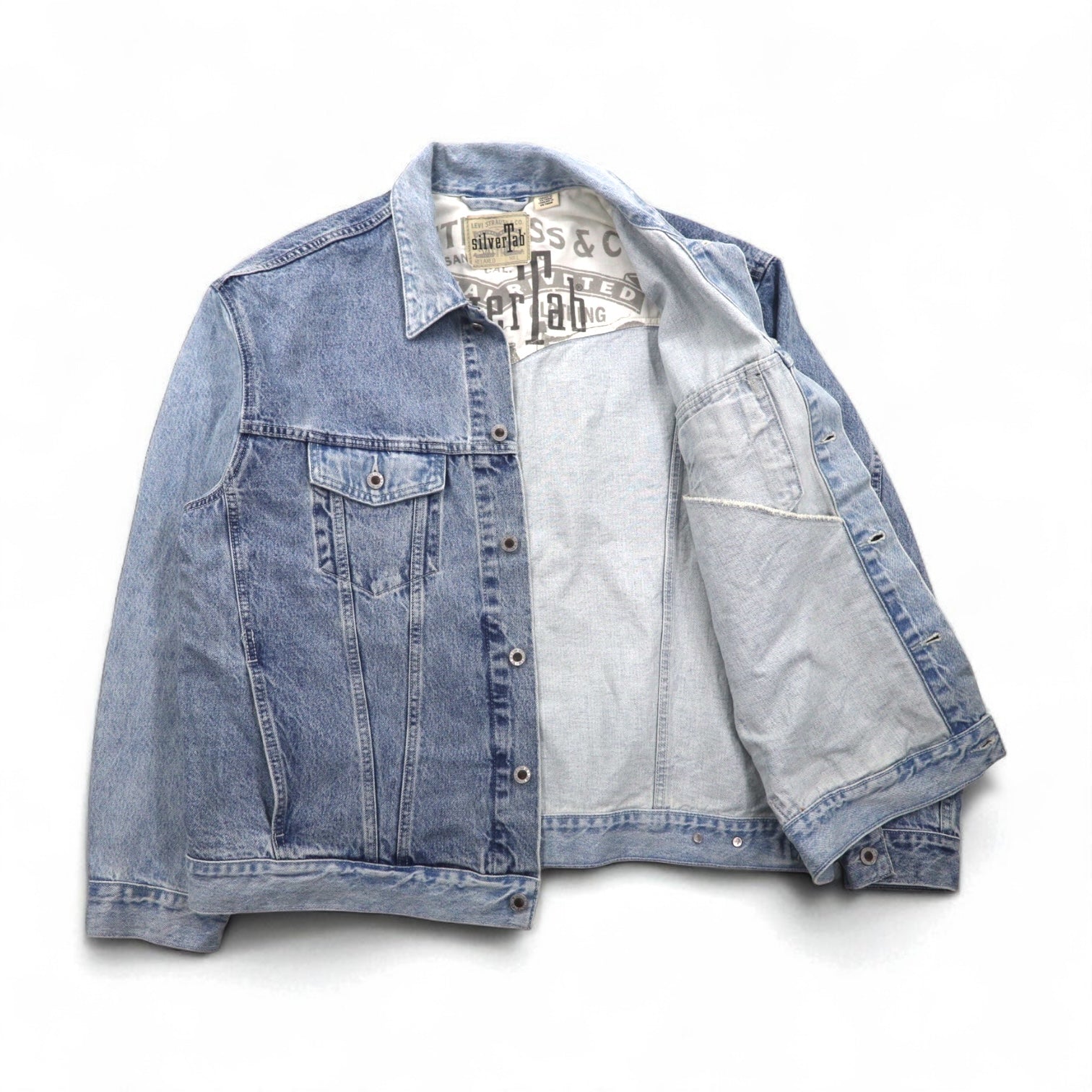 Levi's SILVER TAB SilverTab RELAXED Trucker Jacket Giacca di jeans L Indaco Azzurro Bicolore HEART IS GOOD A31790005
