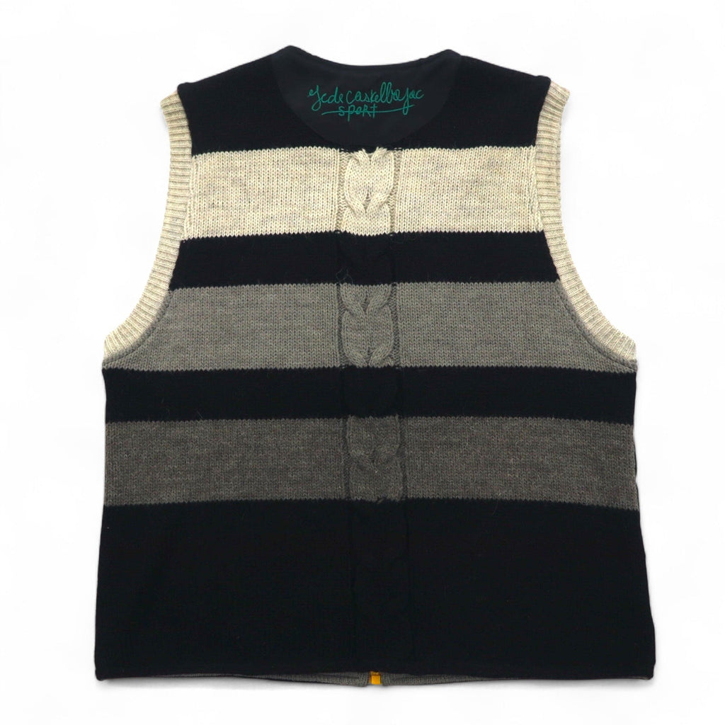 Castelbajac Sport gilet con cerniera intera anni '90 in tessuto misto, taglia M, nero, ricamo personaggio