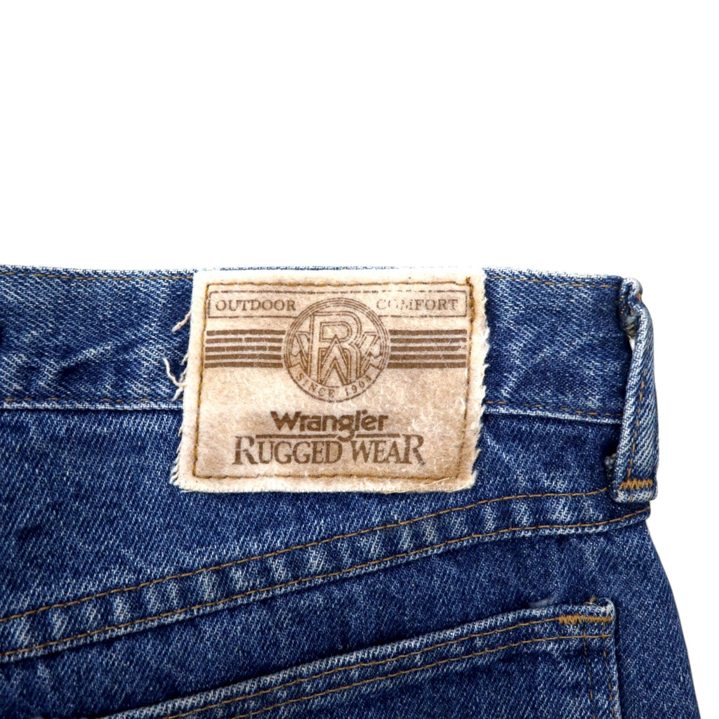 Wrangler anni '90, made in USA, RUGGED WEAR, pantaloni in denim da caccia con doppie ginocchia, 33, blu, inserti in cotone e nylon, 33104RI