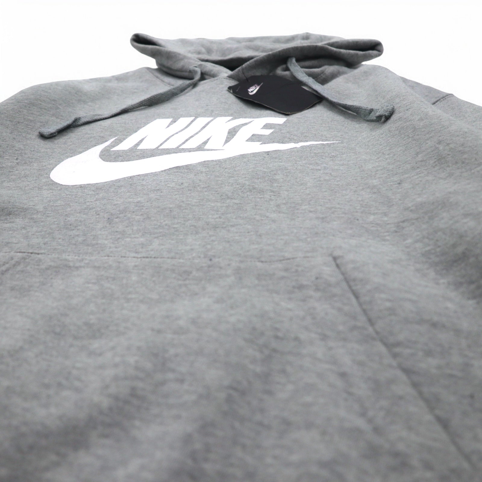 NIKE Felpa con cappuccio e logo Swoosh stampato, taglia L, colore grigio, NSW CLUB HOODIE BV2973-063, Made in Pakistan, nuovo con etichette.