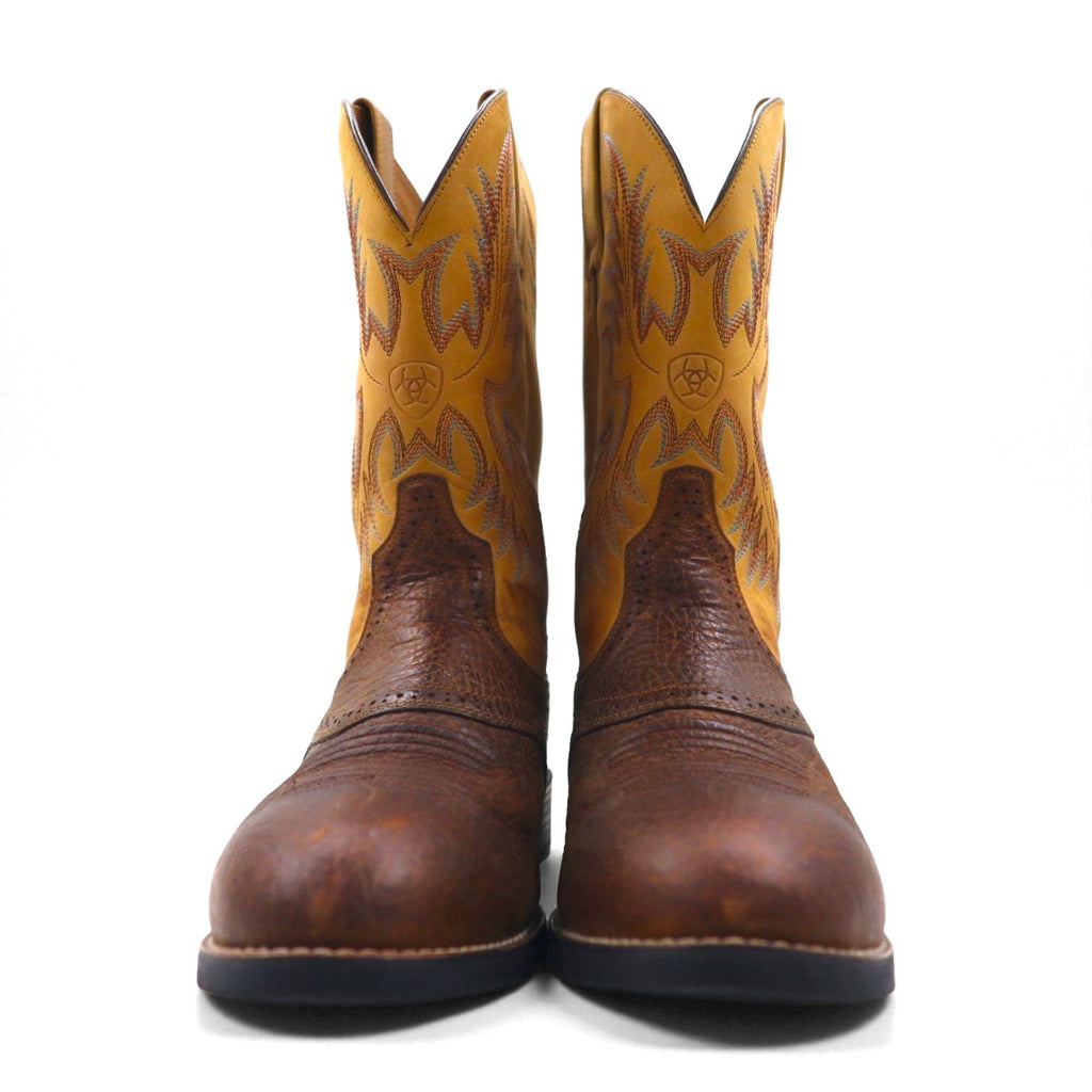 ARIAT カウボーイ ウエスタンブーツ 26cm ツートーン HERITAGE STOCKMAN グッドイヤーウェルト製法 カービング ステッチ 刺繍 ローパー 10002247