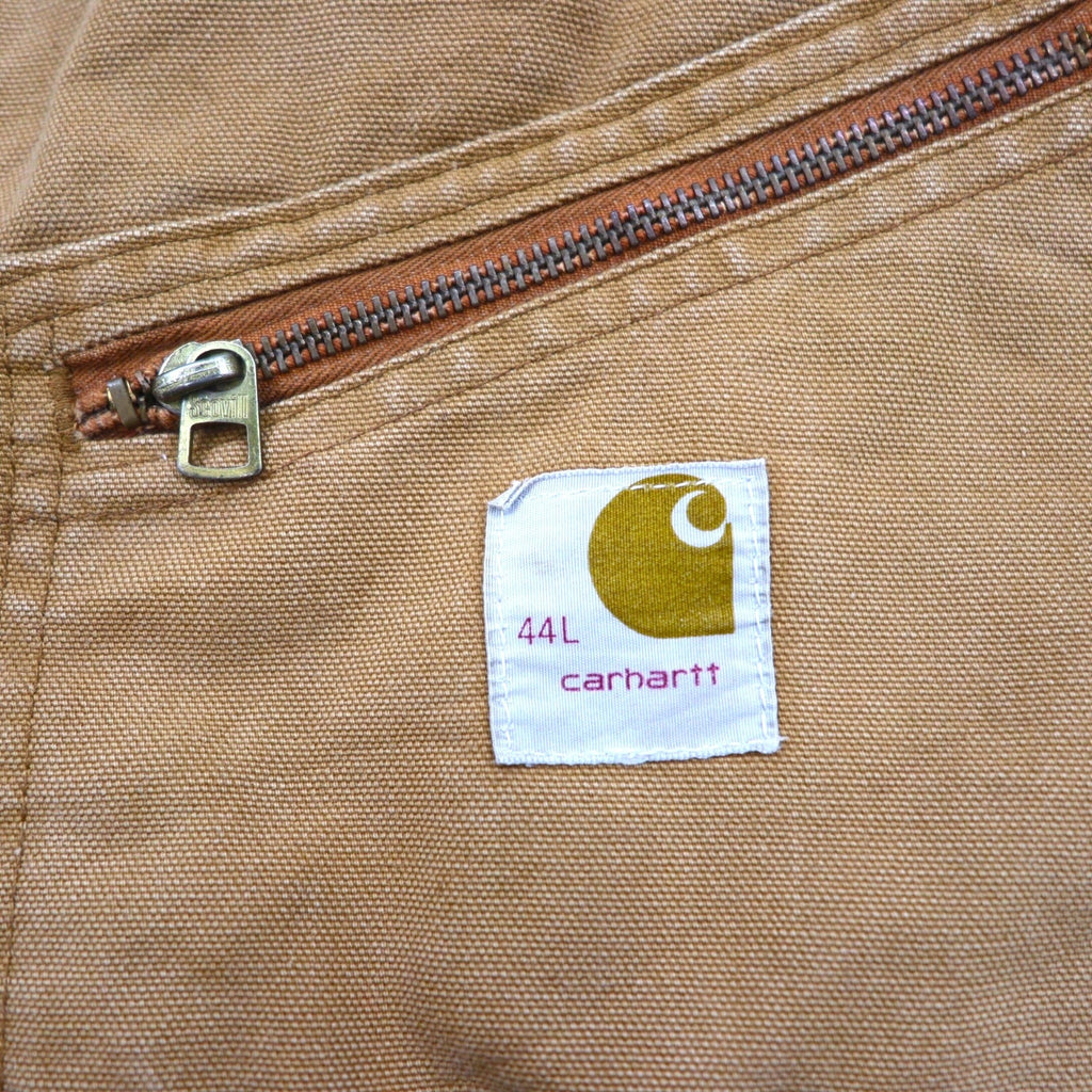 Carhartt, tuta intera imbottita in duck degli anni '70, made in USA, taglia L, color cammello, fodera trapuntata, cerniera GRIPPER ZIPPER 996QZ