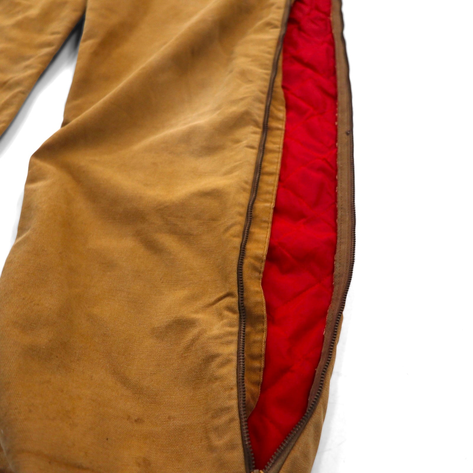 Carhartt, tuta intera imbottita in duck degli anni '70, made in USA, taglia L, color cammello, fodera trapuntata, cerniera GRIPPER ZIPPER 996QZ