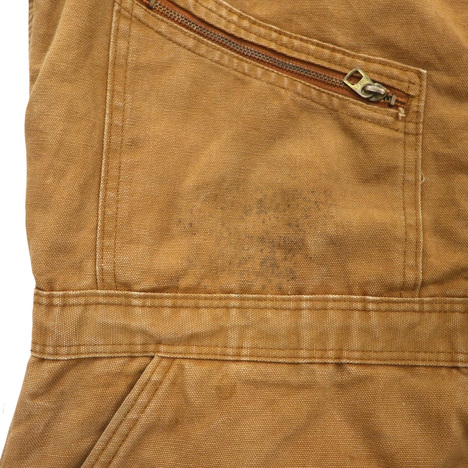 Carhartt, tuta intera imbottita in duck degli anni '70, made in USA, taglia L, color cammello, fodera trapuntata, cerniera GRIPPER ZIPPER 996QZ